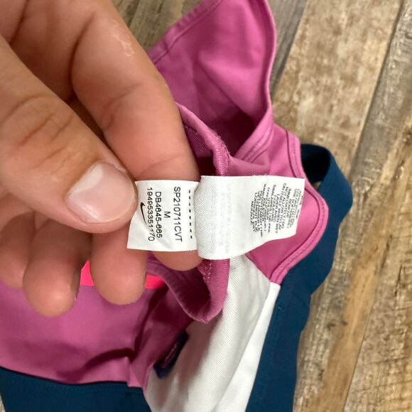 NIKE Magenta Pink Navy White Multi Activewear Medium Women's Sports Bra - Picture 3 of 3